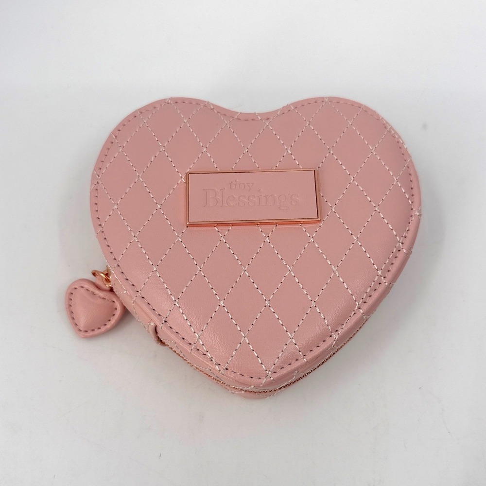 Tiny Blessings Pink Heart Jewelry Box Girls Mirror Quilted Rose NEW Imperfect